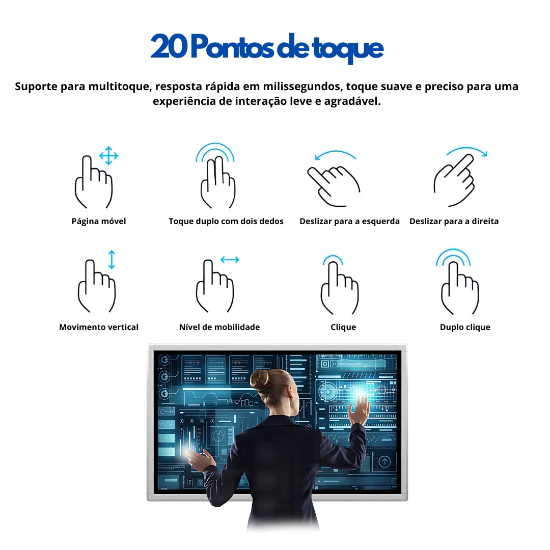 Totem Digital Horizontal 32” com Android, WiFi, Bluetooth, Touch e Tela Full HD de 450 Nits