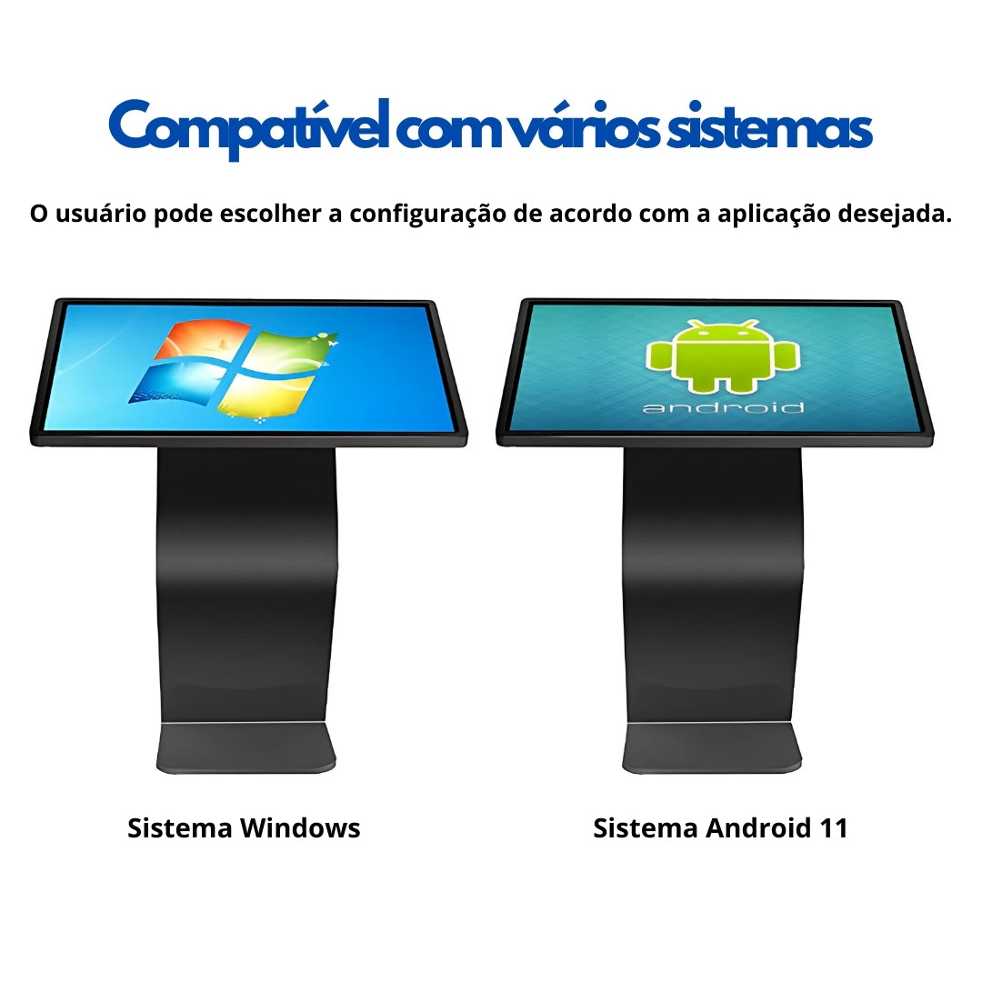 Totem Digital Horizontal 32” com Android, WiFi, Bluetooth, Touch e Tela Full HD de 450 Nits