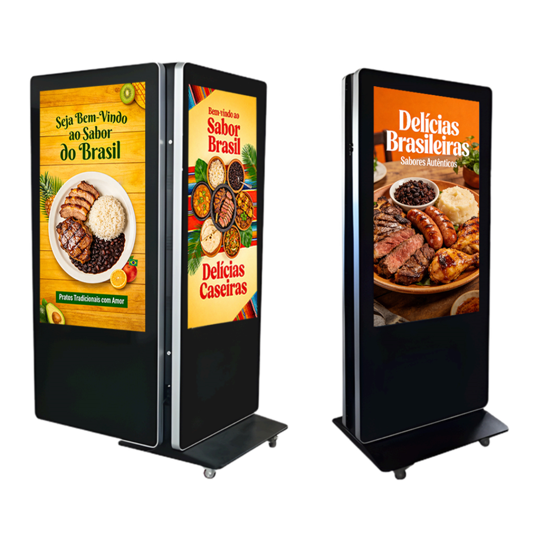 Totem Digital Dupla Face 55” Full HD com Android 11, WiFi, Bluetooth, Alta Luminosidade 450 Nits (Sem Touch)