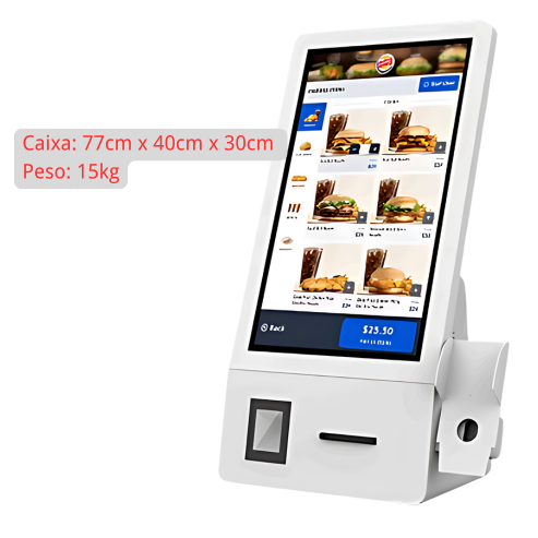 Totem Digital 21,5” Touch Screen com Impressora e Suporte para PINPAD